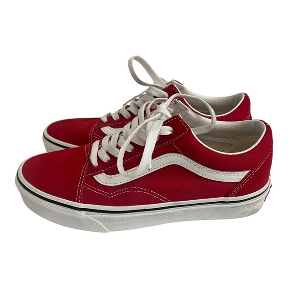 Vans Red Tennis Shoes Size 7.5 Women's Low Top Lace Up Suede Sneakers - Picture 4 of 9